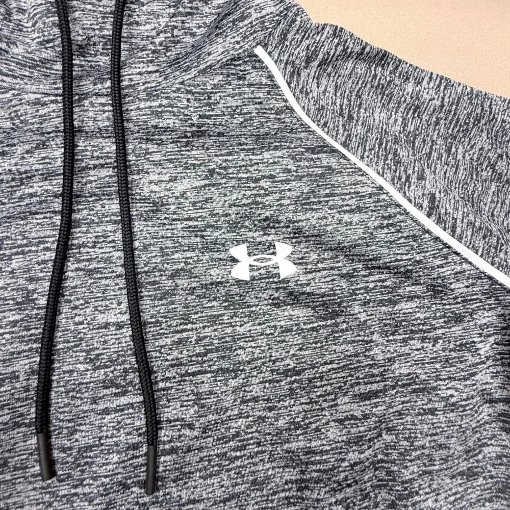 Under Armour Womens Gray Space Dye Hoodie Raglan Sleeve Logo Graphic XS